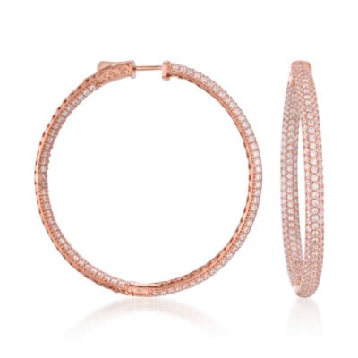 6.90 ct. t.w. CZ In-And-Out Hoop Earrings in Rose Vermeil  &mdash; Alt Image 1