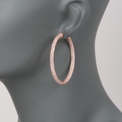 6.90 ct. t.w. CZ In-And-Out Hoop Earrings in Rose Vermeil  &mdash; Alt Image 2