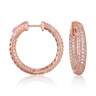 2.65 ct. t.w. CZ In-And-Out Hoop Earrings in Rose Vermeil  &mdash; Alt Image 1