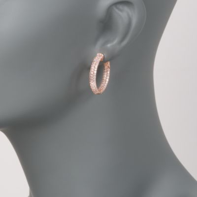 2.65 ct. t.w. CZ In-And-Out Hoop Earrings in Rose Vermeil  &mdash; Alt Image 2