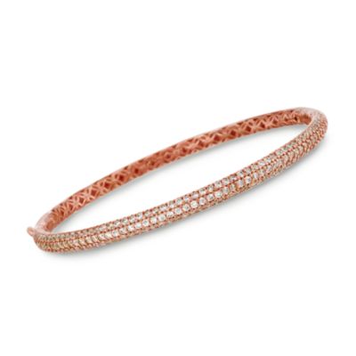 2.65 ct. t.w. Pave CZ Bangle Bracelet in Rose Vermeil. 7" &mdash; Alt Image 1