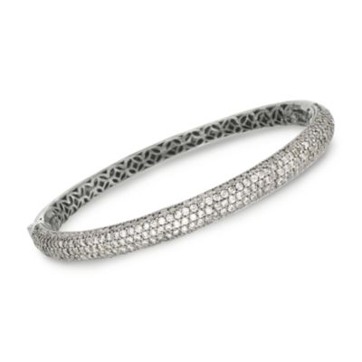 4.25 ct. t.w. Pave CZ Bangle Bracelet in Sterling Silver. 7" &mdash; Alt Image 1