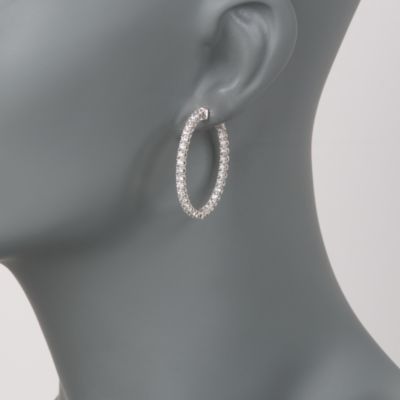 3.30 ct. t.w. CZ In-And-Out Hoop Earrings in Sterling Silver &mdash; Alt Image 2