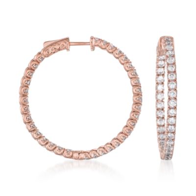 3.30 ct. t.w. CZ In-And-Out Hoop Earrings in Rose Vermeil &mdash; Alt Image 1