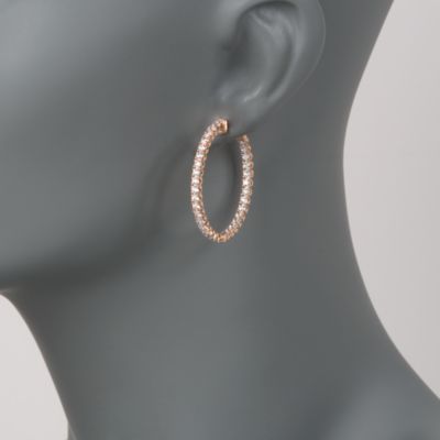3.30 ct. t.w. CZ In-And-Out Hoop Earrings in Rose Vermeil &mdash; Alt Image 2