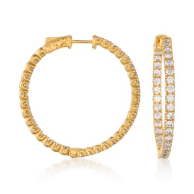3.30 ct. t.w. CZ In-And-Out Hoop Earrings in 14kt Gold Over Sterling Silver &mdash; Alt Image 1