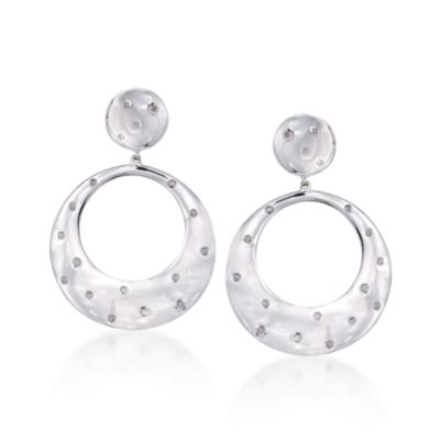 .50 ct. t.w. Diamond Drop Hoop Earrings In Sterling Silver &mdash; Alt Image 1