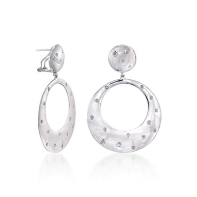 .50 ct. t.w. Diamond Drop Hoop Earrings In Sterling Silver &mdash; Alt Image 3