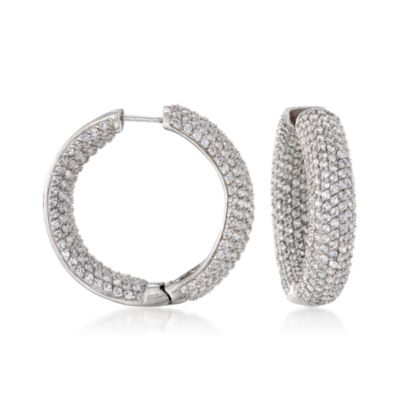 11.75 ct. t.w. CZ In-And-Out Hoop Earrings in Sterling Silver &mdash; Alt Image 1