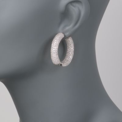 11.75 ct. t.w. CZ In-And-Out Hoop Earrings in Sterling Silver &mdash; Alt Image 2