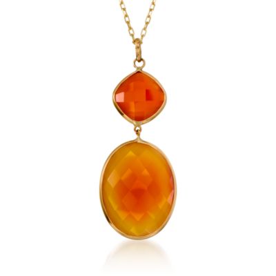 Carnelian Pendant Necklace in 14kt Yellow Gold. 17" &mdash; Alt Image 1