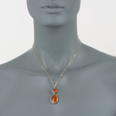 Carnelian Pendant Necklace in 14kt Yellow Gold. 17" &mdash; Alt Image 2