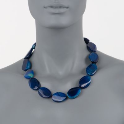 Blue Agate Necklace in Sterling Silver. 20" &mdash; Alt Image 2
