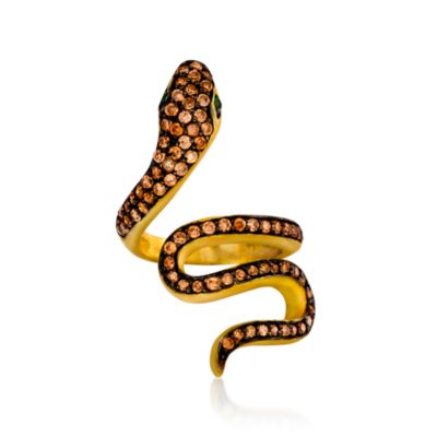1.15 ct. t.w. CZ Snake Ring in Sterling Silver and Gold Plate &mdash; Alt Image 1