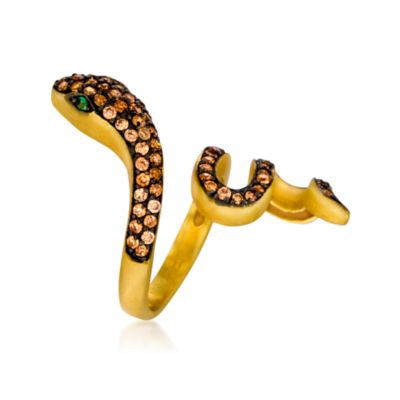 1.15 ct. t.w. CZ Snake Ring in Sterling Silver and Gold Plate &mdash; Alt Image 3