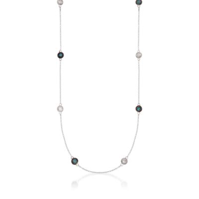 .50 ct. t.w. Blue & White Diamond Bezel Necklace In 14kt White Gold &mdash; Alt Image 1