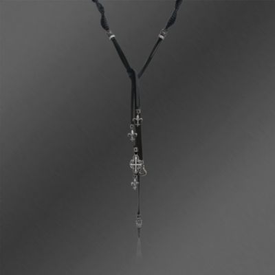 Scott Kay Black Spinel Lariat Necklace With White Sapphires in Sterling Silver &mdash; Alt Image 1