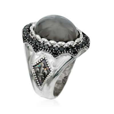 Scott Kay Gray Moonstone and Black Spinel Ring in Sterling Silver. Size 7 &mdash; Alt Image 3