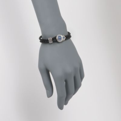 Scott Kay Chalcedony and Multi-Gem Bracelet in Sterling Silver With Black Leather. 7.5" &mdash; Alt Image 2