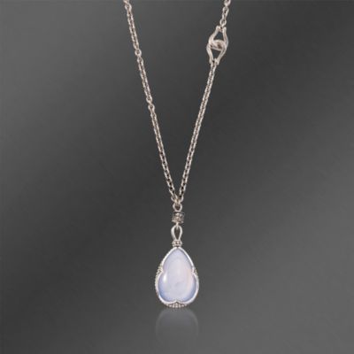 Scott Kay Blue Chalcedony Pendant Necklace With White Sapphires in Sterling Silver. 18" &mdash; Alt Image 1