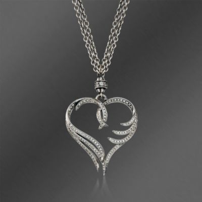 Scott Kay White Sapphire Heart Necklace In Sterling Silver. 20" &mdash; Alt Image 1