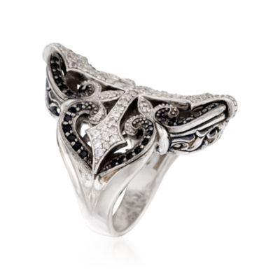 Scott Kay White Sapphire and Black Spinel Ring in Sterling Silver. Size 7 &mdash; Alt Image 3