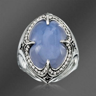 Scott Kay Blue Chalcedony Ring With White Sapphires in Sterling Silver. Size 7 &mdash; Alt Image 1
