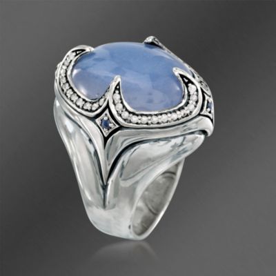 Scott Kay Blue Chalcedony Ring With White Sapphires in Sterling Silver. Size 7 &mdash; Alt Image 3