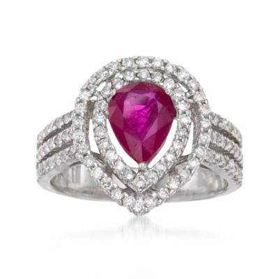 1.15 Carat Ruby and .80 ct. t.w. Diamond Ring in 14kt White Gold &mdash; Alt Image 1