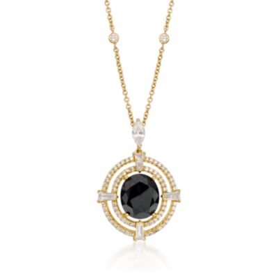 8.50 ct. t.w. Black and White CZ Bezel-Set Necklace in Vermeil &mdash; Alt Image 1