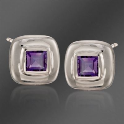 Zina Sterling Silver .90 ct. t.w. Square Amethyst Earrings &mdash; Alt Image 1