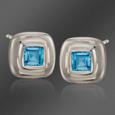 Zina Sterling Silver 1.50 ct. t.w. Square Blue Topaz Earrings &mdash; Alt Image 1