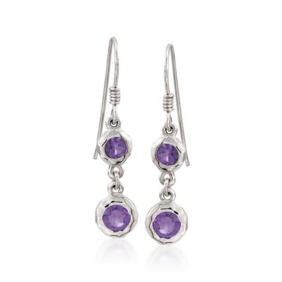 Zina Sterling Silver 1.20 ct. t.w. Amethyst Wire Drop Earrings &mdash; Alt Image 1