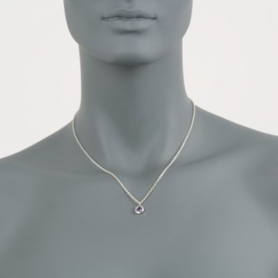 Zina Sterling Silver "Sahara" .40 Carat Amethyst Pendant Necklace. 16" &mdash; Alt Image 2