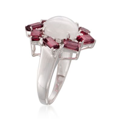 Moonstone and 3.20 ct. t.w. Garnet Ring in Sterling Silver &mdash; Alt Image 3