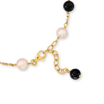 Agate and 8-8.5mm Cultured Pearl Necklace In Vermeil. 18" &mdash; Alt Image 3