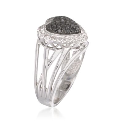 .45 ct. t.w. Black and White Diamond Heart Ring In Sterling Silver &mdash; Alt Image 3