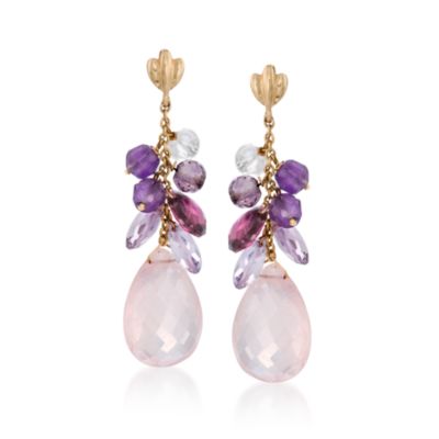 20.10 ct.t.w. Multi-Gem Drop Earrings in 14kt Yellow Gold. Dangle Earrings &mdash; Alt Image 1