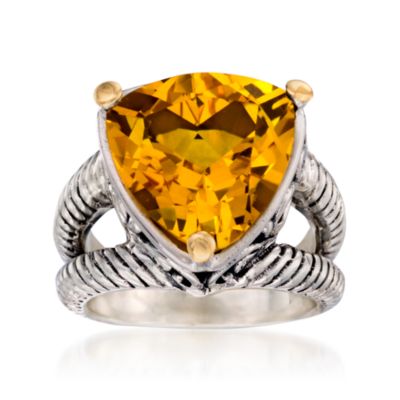 Balinese 12.00 Carat Citrine Ring in Two-Tone. Size 10 &mdash; Alt Image 1