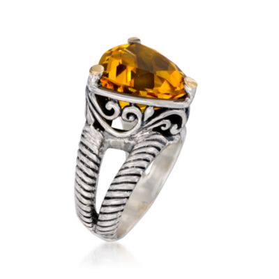 Balinese 12.00 Carat Citrine Ring in Two-Tone. Size 10 &mdash; Alt Image 3