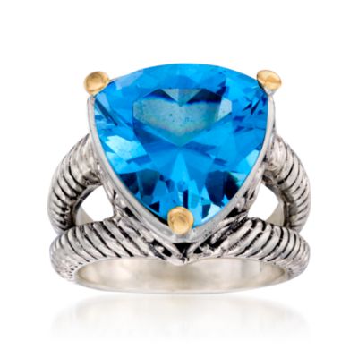 Balinese 12.00 Carat Blue Topaz Ring in Two-Tone &mdash; Alt Image 1