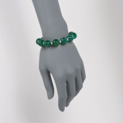 14-14.5mm Green Agate Bead Bracelet In Sterling Silver &mdash; Alt Image 2