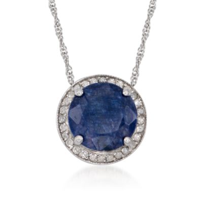 8.50 Carat Sapphire and .40 ct. t.w. Diamond Pendant Necklace in Sterling Silver. 18" &mdash; Alt Image 1