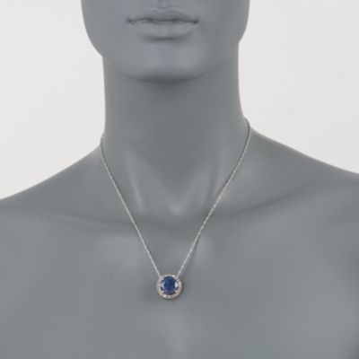 8.50 Carat Sapphire and .40 ct. t.w. Diamond Pendant Necklace in Sterling Silver. 18" &mdash; Alt Image 2
