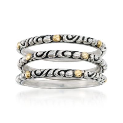Set of Three Balinese Rings in Two-Tone &mdash; Alt Image 1