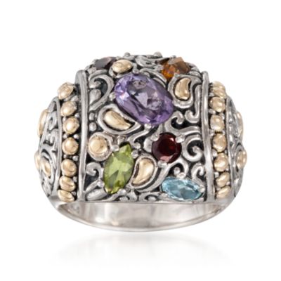 .70 ct. t.w. Amethyst and 1.25 ct. t.w. Multi-Gemstone Ring in Two-Tone &mdash; Alt Image 1