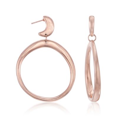Large Drop Hoops in 18kt Rose Gold Over Sterling &mdash; Alt Image 1