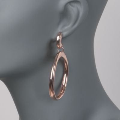 Large Drop Hoops in 18kt Rose Gold Over Sterling &mdash; Alt Image 2