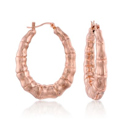 Bamboo-Style Hoop Earrings In Rose Vermeil &mdash; Alt Image 1