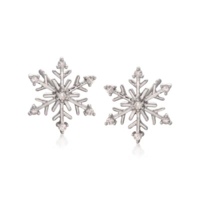 .10 ct. t.w. Diamond Snowflake Earrings In Sterling Silver &mdash; Alt Image 1